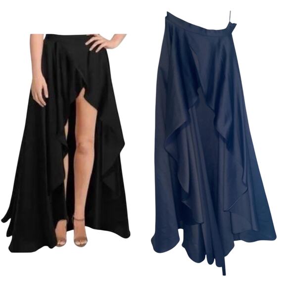 JAYGODFREY Dresses & Skirts - Jay Godfrey Abrahams Women's Black Satin Draped A-Line Skirt